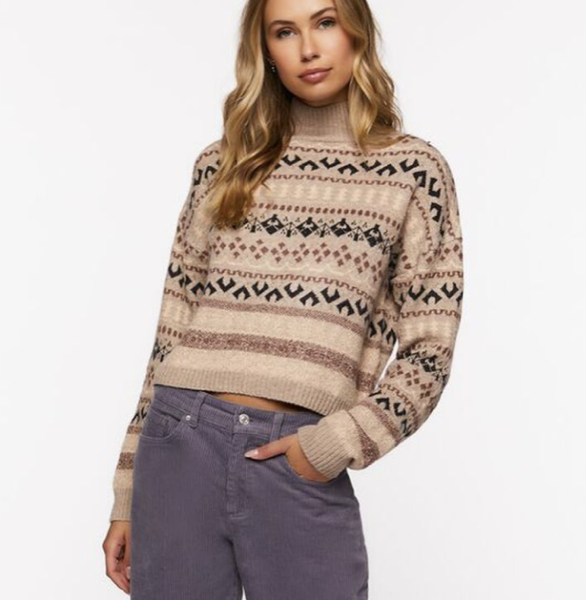 Forever 21 Fair Isle Mock Neck Sweater