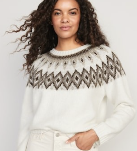 Old Navy Fair Isle Cozy Shaker-Stitch Pullover Sweater for Women