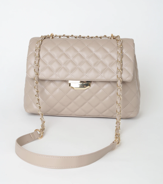 Lulus Real Stunner Taupe Vegan Leather Quilted Crossbody Bag