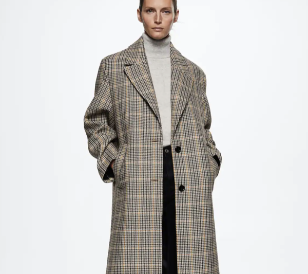 Mango Houndstooth Wool-Blend Coat