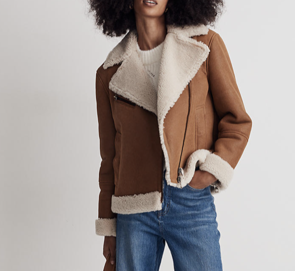 Madewell Oversized Shearling Motorcycle Jacket