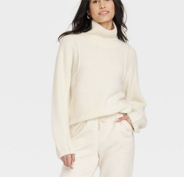 Target Women's Mock Turtleneck Seam Front Pullover Sweater