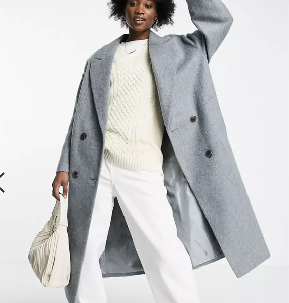 ASOS Design Brushed Oversized Coat in Blue