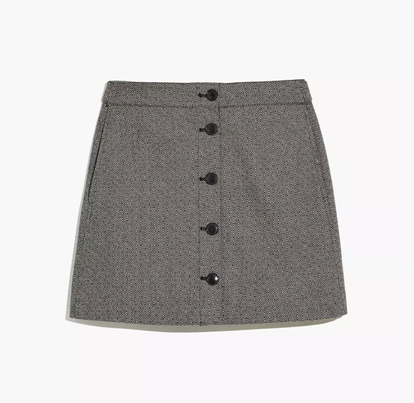 Madewell Button-Front Mini Skirt in Geo Print
