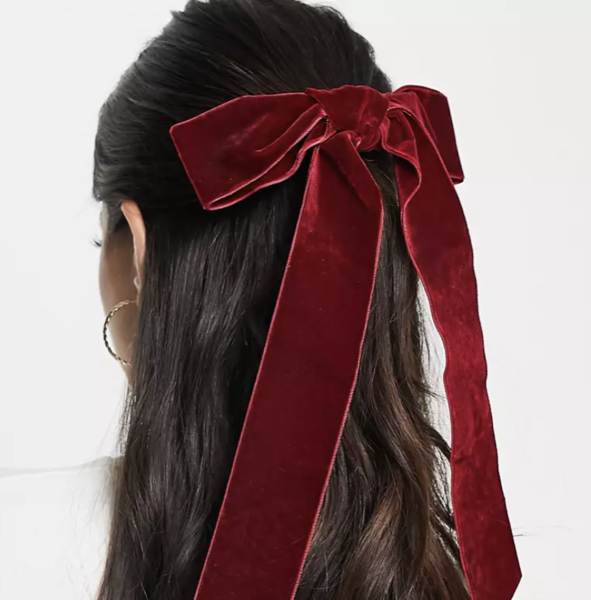 ASOS Kristin Ess The Velvet Bow Slide - Burgundy