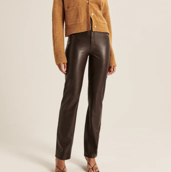 Abercrombie Women's Vegan Leather 90s Straight Pants