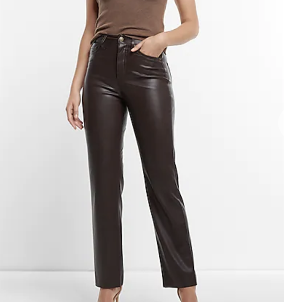 Express Super High Waisted Faux Lesather Modern Straight Pant
