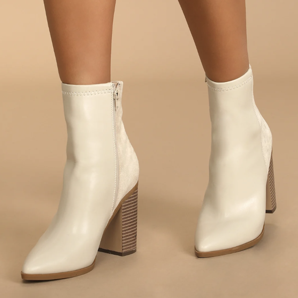 Lulus Essex Bone Mid-Calf Booties