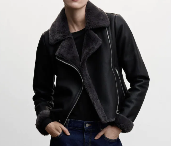 Mango Faux Shearling-lined Jacket
