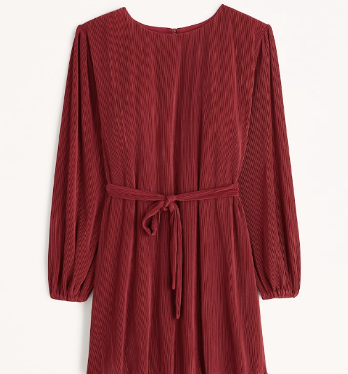 Abercrombie Long-Sleeve Satin Plisse Mini Dress