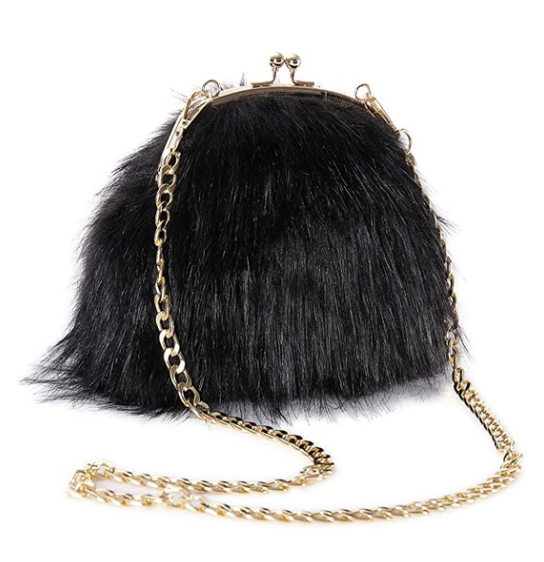 Amazon FHQHTH Faux Fur Purse Fashion Clutch Handbag Shoulder Vintage Evening Bags for Women