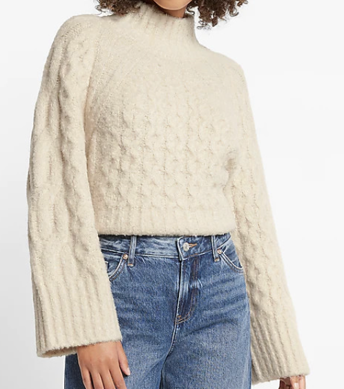 Express Cozy Cable Knit Mock Neck Sweater