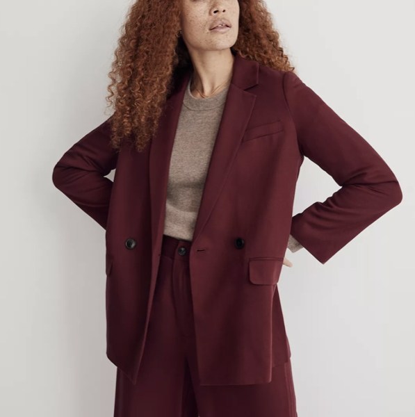 Madewell Drapeweave Caldwell Double-Breasted Blazer