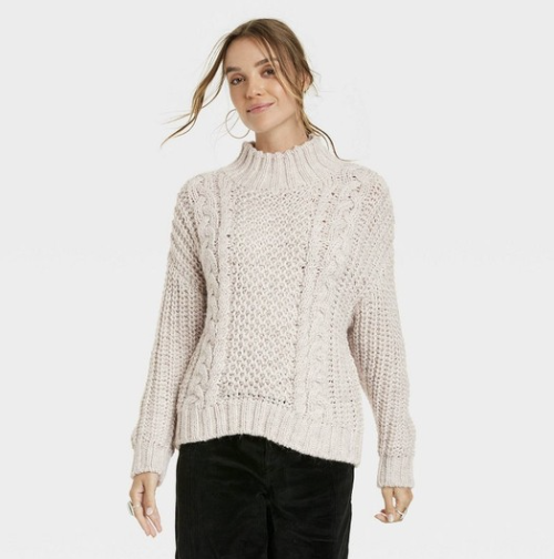 Target Women's Universal Thread Turtleneck Cable Knit Pullover Sweater