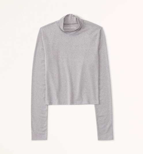 Abercrombie Long-Sleeve Sparkle Mockneck Top