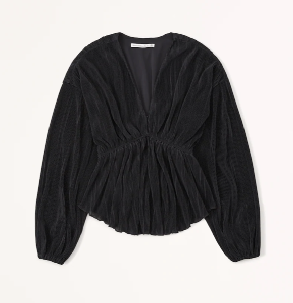 Abercrombie Long-Sleeve Easy Waist Satin Top