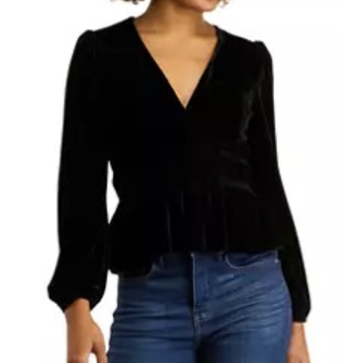 Belk True Craft Junior's Long Sleeve Surplice Top