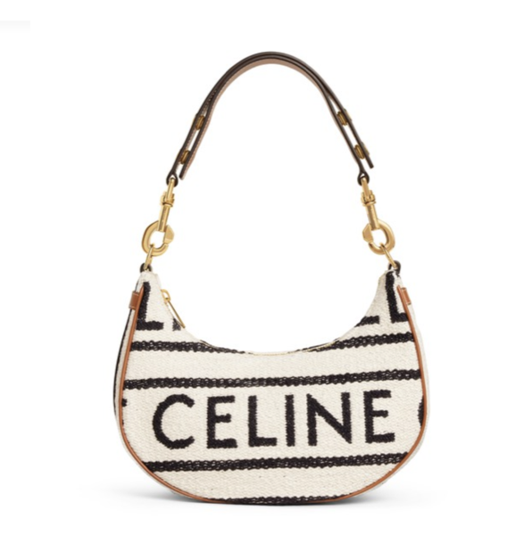 CELINE Medium Ava Strap Bag In Textile With Celine All-Over And Calfskin