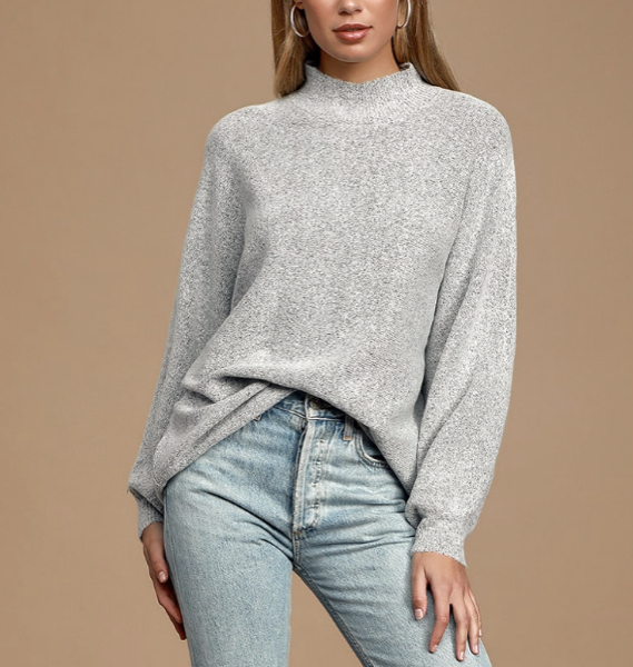 Lulus Cozy Perfection Grey Dolman Sleeve Sweater Top