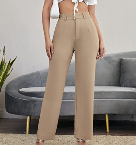 SweatyRocks Women's Elegant High Waist Solid Long Pants Office