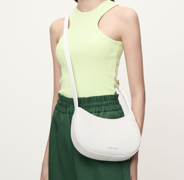 Charles &amp; Keith Curved Shoulder Bag - Cream