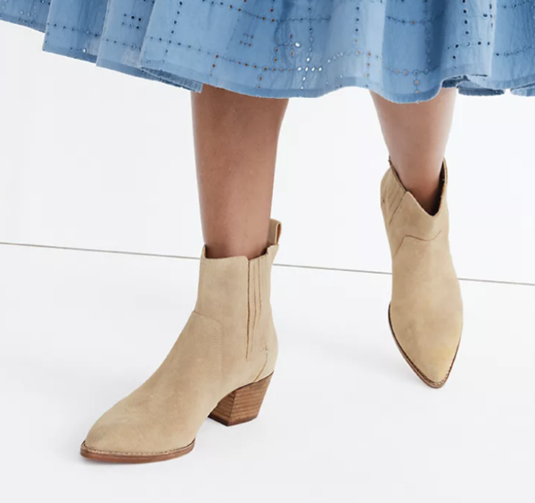 Madewell The Western Ankle Boot in Suede