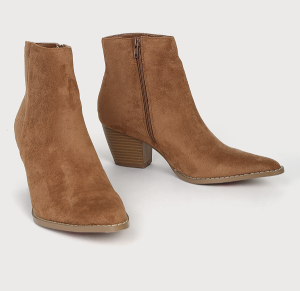 Lulus Spirit Fawn Suede Pointed Toe Ankle Booties