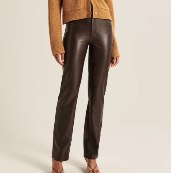 Abercrombie Women's Vegan Leather 90s Straight Pants