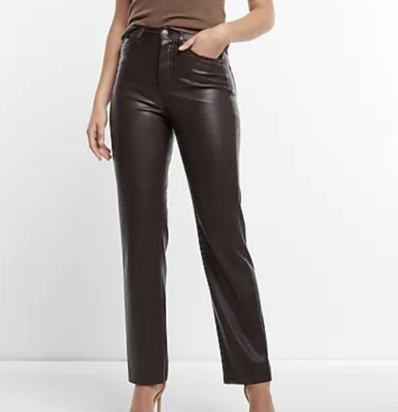 Express Super High Waisted Faux Leather Modern Straight Pant