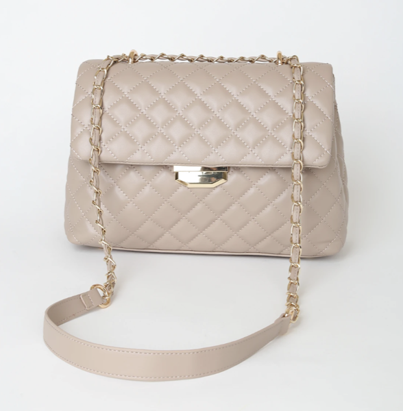 Lulus Real Stunner Taupe Vegan Leather Quilted Crossbody Bag