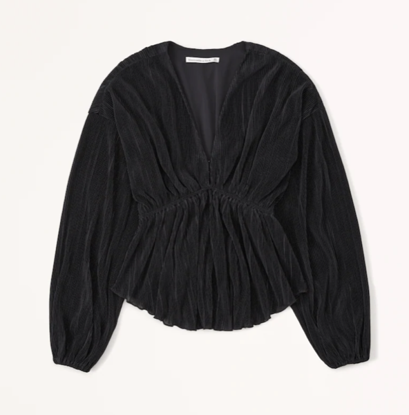 Abercrombie Long-Sleeve Easy Waist Satin Top