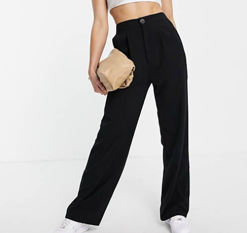Asos Stradivarius Wide Leg Relaxed Dad Pant in Black