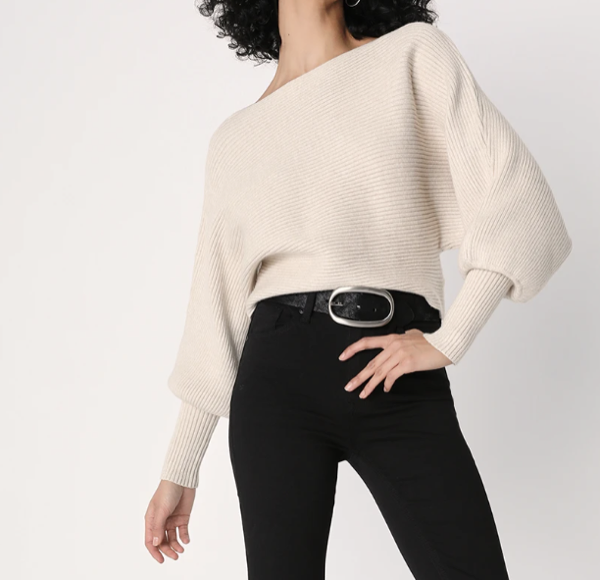 Lulus Classically Cozy Beige Ribbed Dolman Sleeve Dropped Sweater