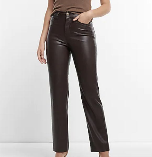 Express Super High Waisted Faux Leather Straight Pant