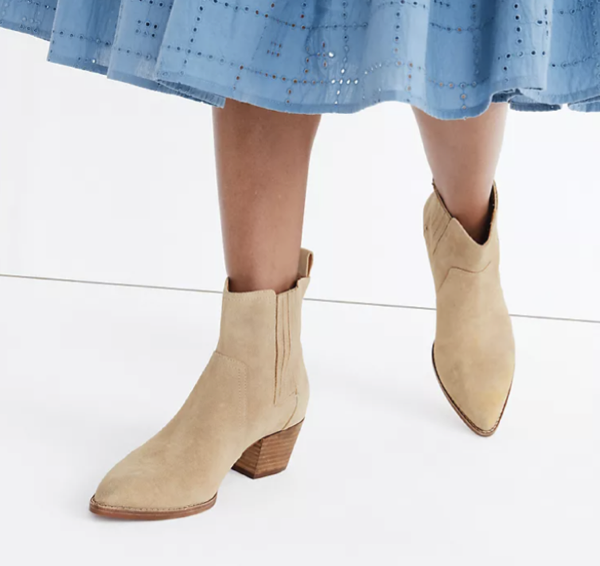 Madewell The Western Ankle Boot in Suede