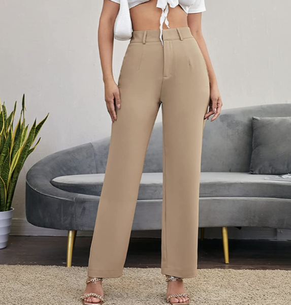 Amazon SweatyRocks Women's Elegant High Waist Solid Long Pants Office Trousers