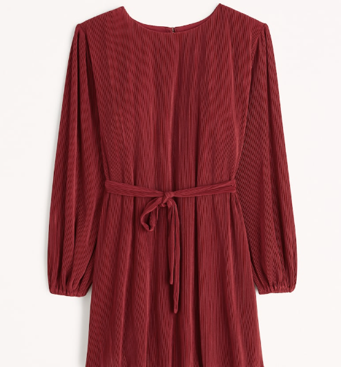 Abercrombie Long-Sleeve Satin Plisse Mini Dress