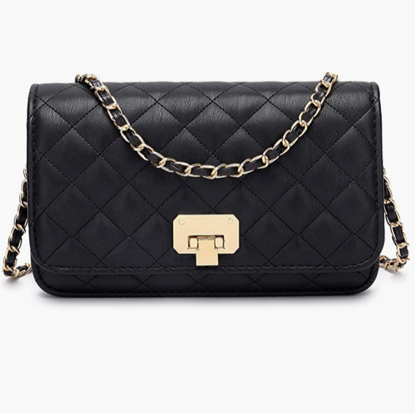 Amazon HAKSIM Women Black Quilted Purse Lattice Clutch Small Crossbody Shoulder Bag with Chain Strap Leather