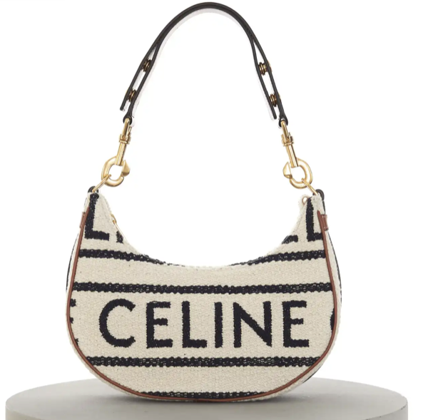 Celine Medium Ava Strap Bag in Textile with Logo Print 