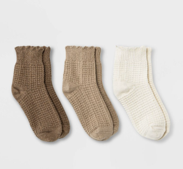Target Women's Scalloped Edge 3pk Ankle Socks
