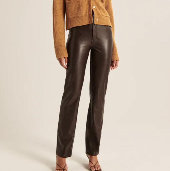 Abercrombie Women's Vegan Leather 90s Straight Pants