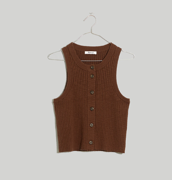 Madewell Kendale Button-Front Crop Sweater Tank 