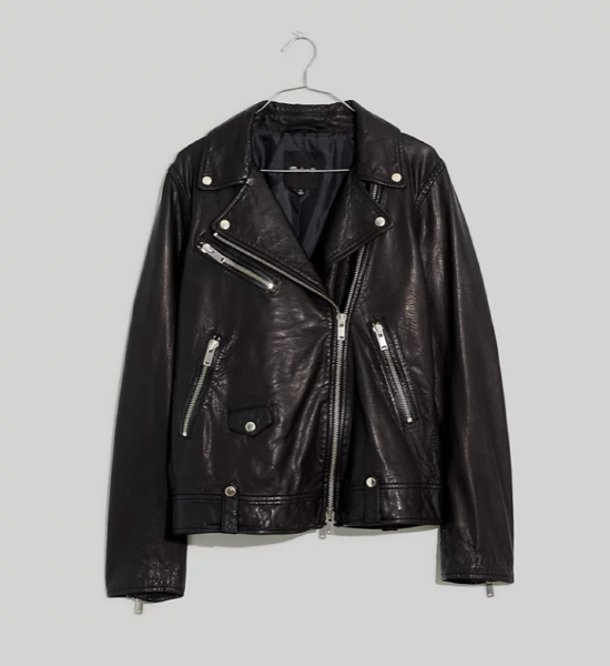 Madewell Washed Leather Oversized Motorcycle Jacket 