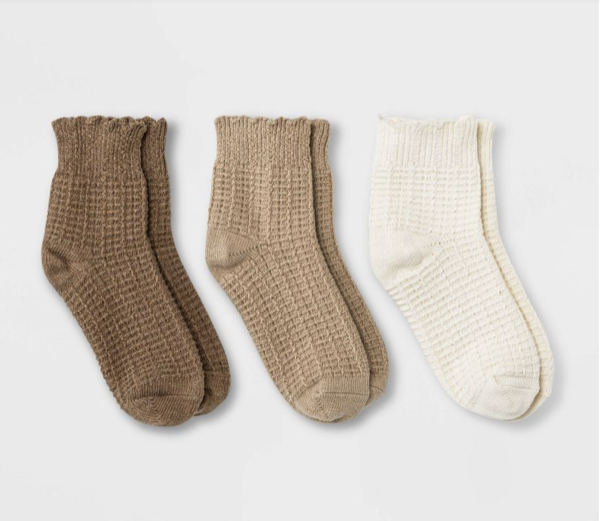 Target Scalloped Edge 3pk Ankle Socks 