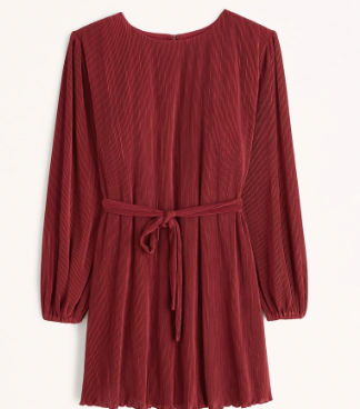 Abercrombie &amp; Fitch Long-Sleeve Satin Plisse Mini Dress