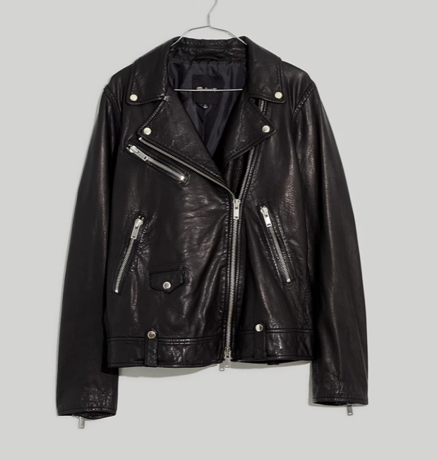 Madewell Washed Leather Oversized Motorcycle Jacket