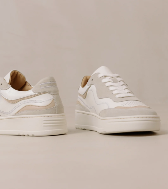 Alohas TB.87 White and Beige Leather Sneakers