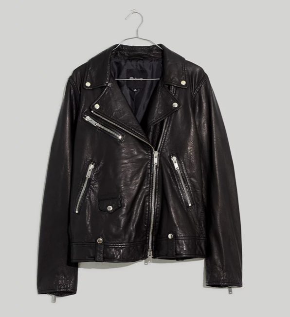 Madewell Washed Leather Oversized Motorcycle Jacket
