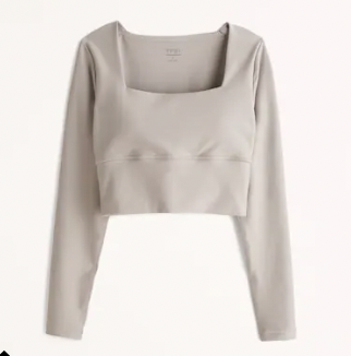 Abercrombie &amp; Fitch YPB sculptLUX Long-Sleeve Slim Squareneck Top