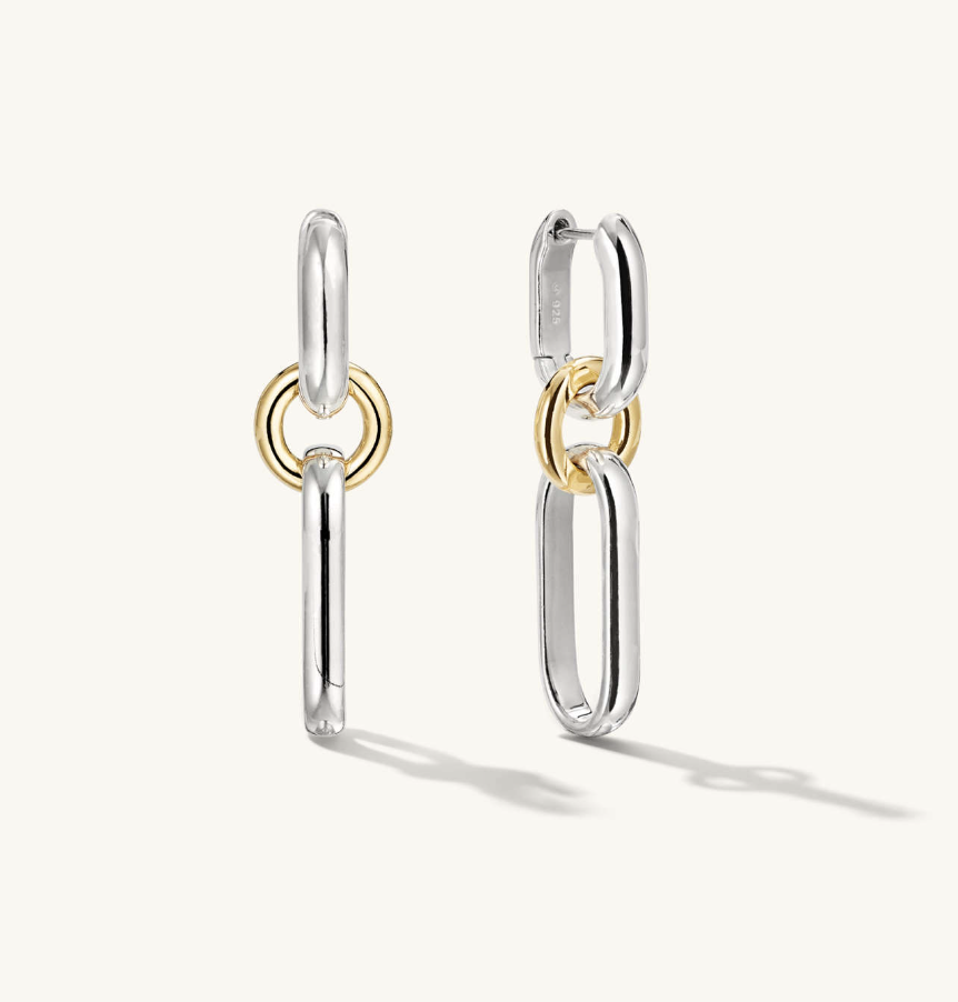 Mixed Convertible Link Earrings (Silver)